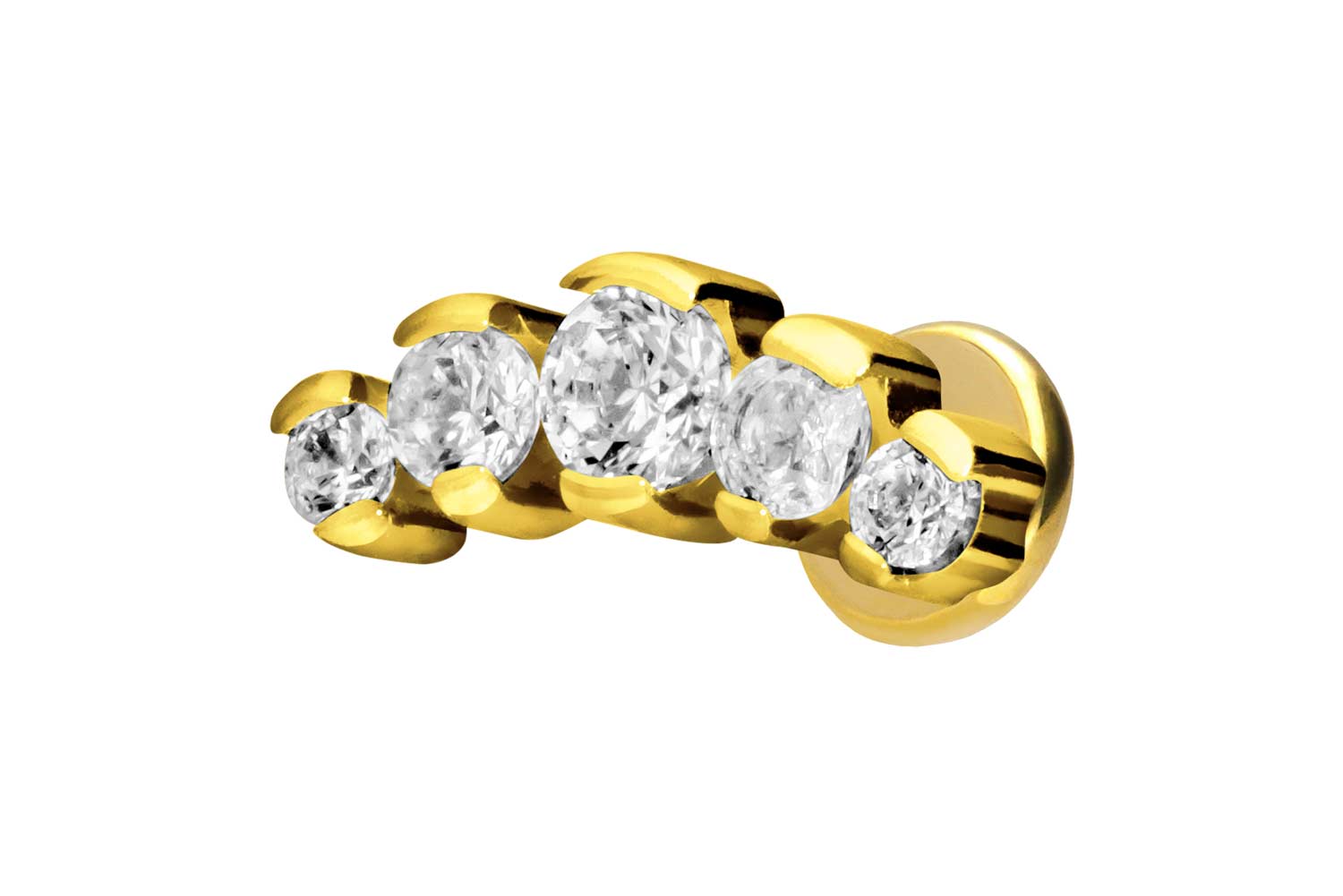 Titan Labret Piercing mit Push Fit 5 EINGEFASSTE KRISTALLE